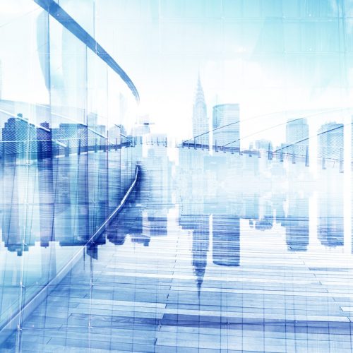 Abstract View of Urban Scene and Skyscrapers